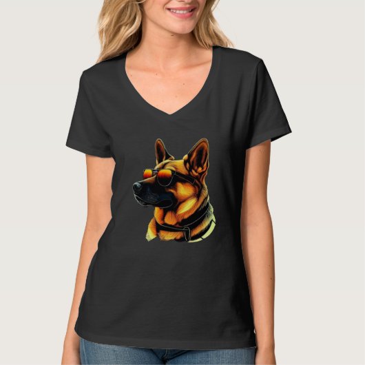 Cool Dog Face with Sunglasses T-Shirt (Vorderseite)