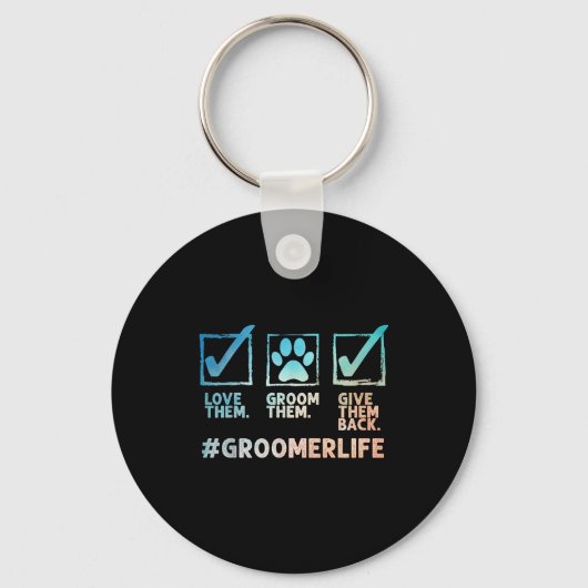 Cool Dog Groomer Art For Men Women Dog Grooming Pe Schlüsselanhänger (Vorderseite)