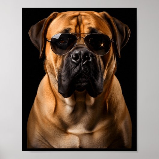 Cool Dog Sungles Bullmastiff Funny Look  Poster (Vorne)