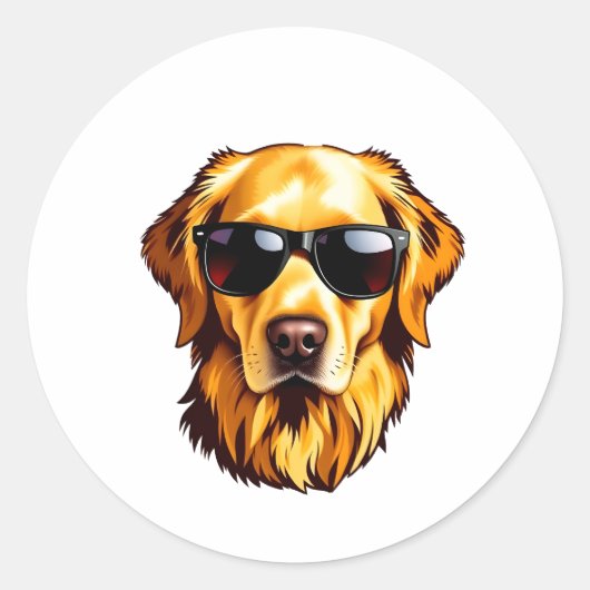 Cool Dog Wearing Sunglasses Golden Retriever Runder Aufkleber (Vorderseite)