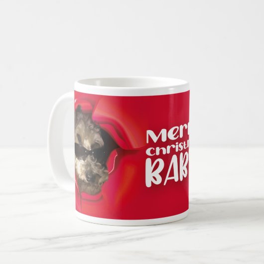 Cool Dog wishing Merry Christmas Mug Kaffeetasse (Vorderseite Links)
