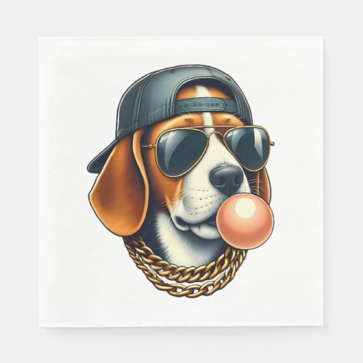 Cool Dogzz ein cooler Beagle mit Sonnenbrille und Serviette (Vorderseite)