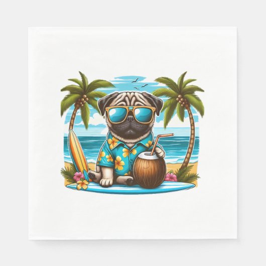 Cool Dogzz ein cooler Mops mit Sonnenbrille Classi Serviette (Vorderseite)