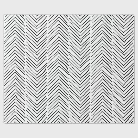 Cool Doodle Handmade Herringbone Boho Minimal Geschenkpapier (Flach)