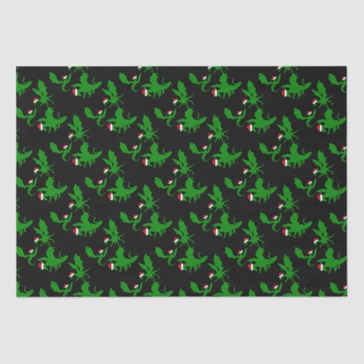 Cool Dragon Christmas Black Green Seidenpapier (Vorderseite)