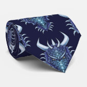 Cool Dragon Head Blue Fantasy Dungeons and Dragons Krawatte (Gerollt)