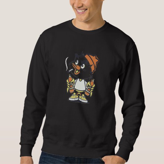 Cool Duck Holding Two drinks Cute Sweatshirt (Vorderseite)