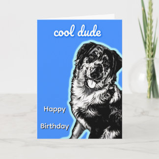 Cool Dude Australian Shephard Folded Greeting Card Karte