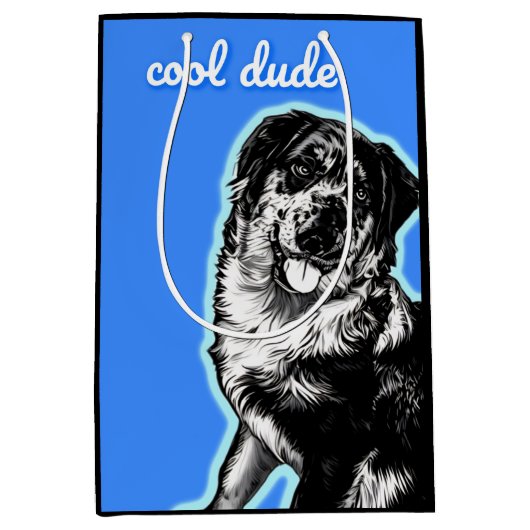 Cool Dude Australian Shephard  Gift Bag Mittlere Geschenktüte (Vorderseite)