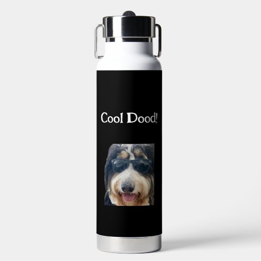 Cool Dude Dog Wearing Sun Glasses Water Bottle Trinkflasche (Vorderseite)