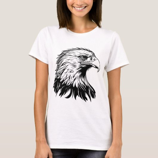 Cool Eagle Drawing T-Shirt – Artistic & Fierce Gra (Vorderseite)