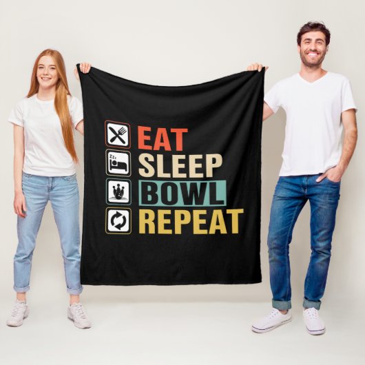 Cool eat sleep bowl repeat word art fleecedecke (Beispiel)