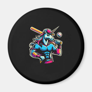 Cool Einhorn Wütend Baseball Ball Schläger Basebal Magnet