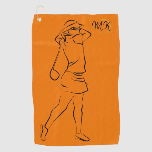 Cool Einzigartiges, modernes Orangendesign Mit Mon Golfhandtuch (Vorderseite)