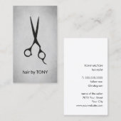 Cool Elegant Grey Black Scissors Hairstylist Visitenkarte (Vorne/Hinten)