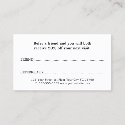 Cool Elegante Grau Golden Beauty Salon Empfehlungskarte (Rückseite)