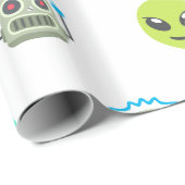 Cool Emoji Alien Ghost Robot Face Pattern Geschenkpapier (Rolleneckpunkt)