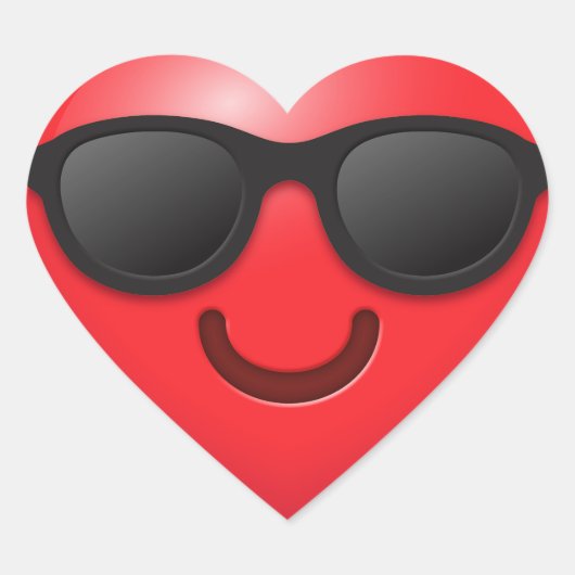 Cool Emoji Heart Herz-Aufkleber (Vorderseite)