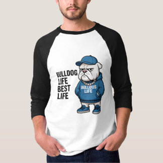 Cool English Bulldog Life Cartoon T-Shirt