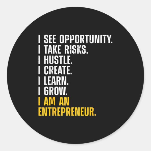 Cool Entrepreneur Art For Men Women Ceo New Busine Runder Aufkleber (Vorderseite)