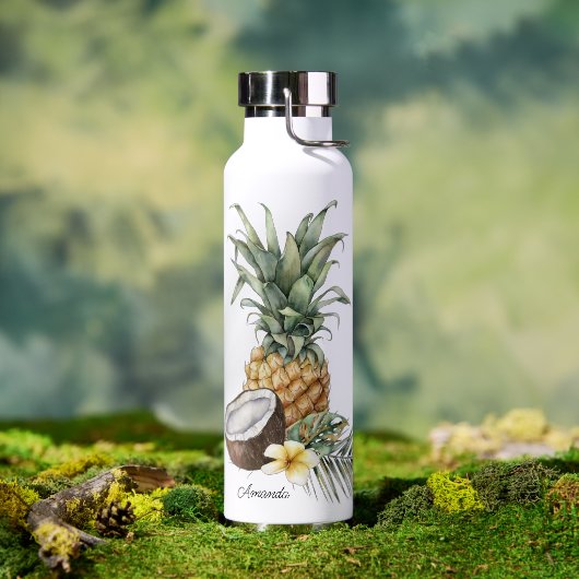 Cool erfrischende tropische Ananas mit Namen Trinkflasche (Außenbereich)