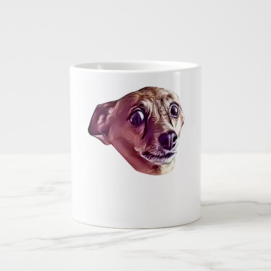Cool erschreckt Chihuahua Niedlich Funny Meme Jumbo-Tasse (Vorderseite)