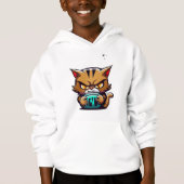 Cool Evil Brown Cat Yellow Eye Dark Star Blue Ball Hoodie (Vorderseite)