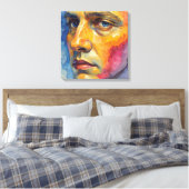 Cool Expressionist Face | Moody Blue Abstract Leinwanddruck (Insitu (Schlafzimmer))