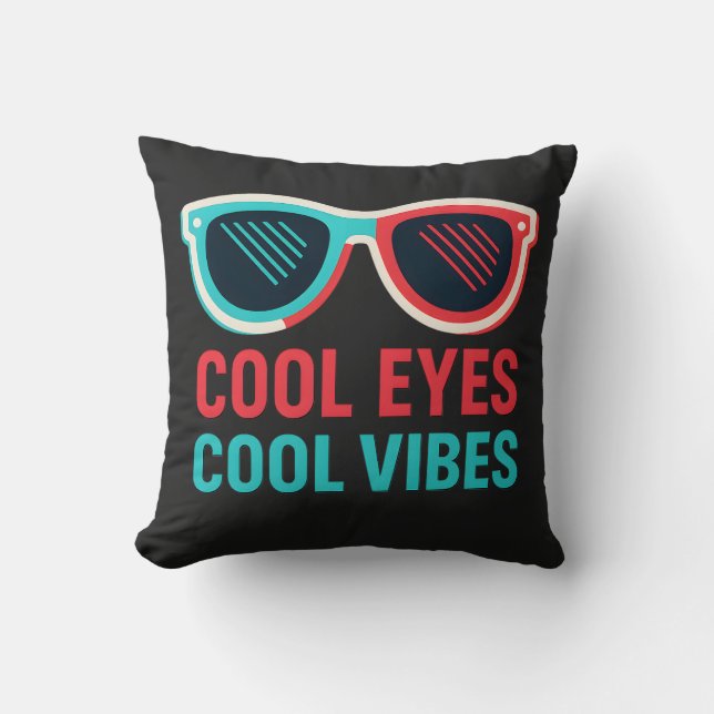 Cool Eyes Cool Vibes Retro 3D Gläser T - Shirt Kissen (Vorderseite)