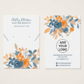 Cool fall orange blue floral watercolor earrings (Vorne & Hinten)