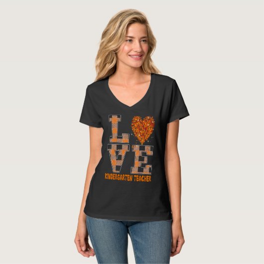 Cool Fall Paraeducator Cute Fall Teacher Kinderart T-Shirt (Vorderseite Vollansicht)