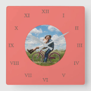 Cool Family Stylish Fab Photo Collage Quadratische Wanduhr