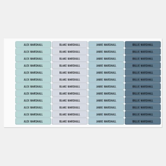 Cool farbcodierte Kinder wasserdichte Namensschild Etiketten (Blatt)