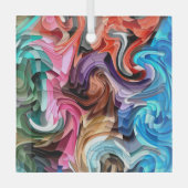 Cool-farbiges Fluid-Patchwork-Mosaik-Zeichner Ornament Aus Glas (Vorderseite)