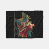Cool Festive Dragon With Riding Santa Claus Look Fleecedecke (Vorderseite (Horizontal))