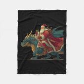 Cool Festive Dragon With Riding Santa Claus Look Fleecedecke (Vorderseite)