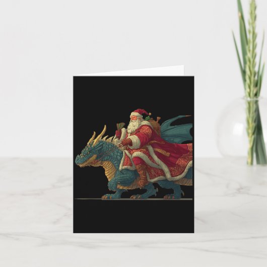 Cool Festive Dragon With Riding Santa Claus Look Karte (Vorderseite)