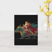 Cool Festive Dragon With Riding Santa Claus Look Karte (Gelbe Blume)