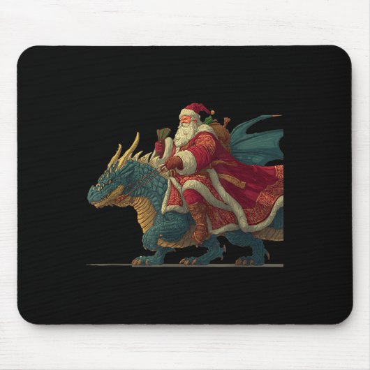 Cool Festive Dragon With Riding Santa Claus Look Mousepad (Vorne)