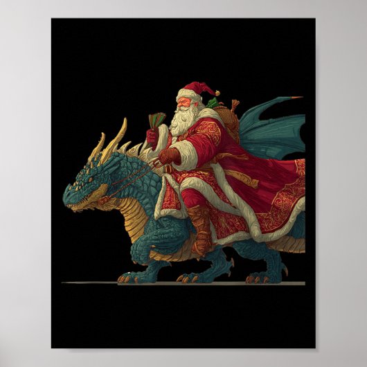 Cool Festive Dragon With Riding Santa Claus Look  Poster (Vorne)