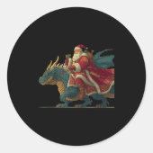 Cool Festive Dragon With Riding Santa Claus Look Runder Aufkleber (Vorderseite)