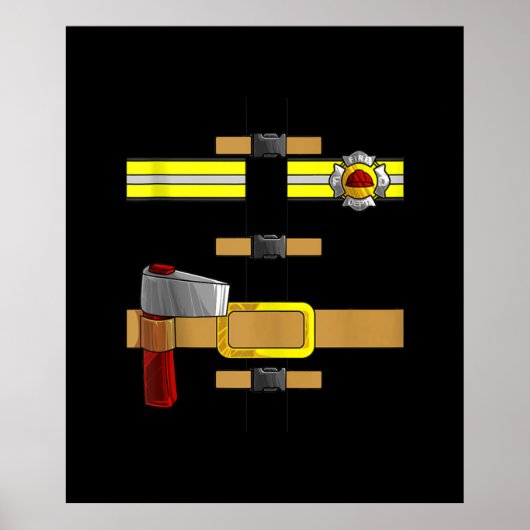 Cool Firefighter Uniform Funny DIY Halloween Poster (Vorne)