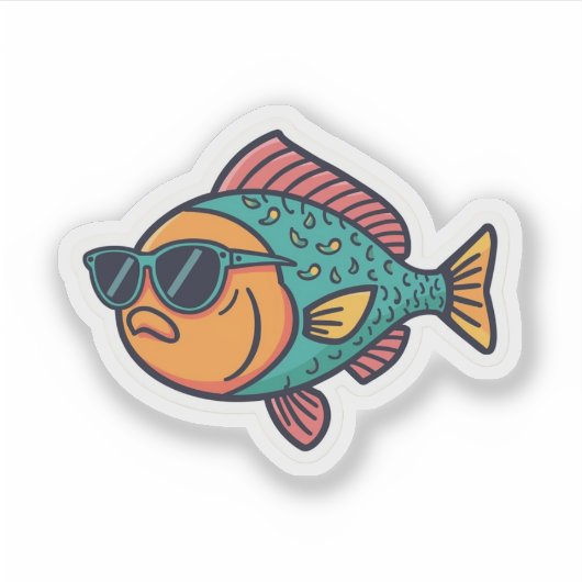 Cool Fish with Sunglasses Sticker (Vorderseite)