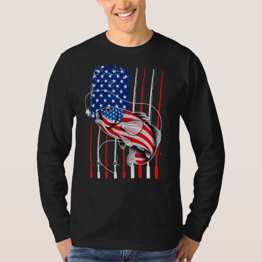 Cool Fishing For Men American Flag USA Fish T-Shirt (Vorderseite)