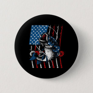 Cool Fishing für Männer Frauen Amerikanische Flagg Button