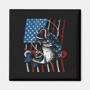 Cool Fishing für Männer Frauen Amerikanische Flagg Magnet