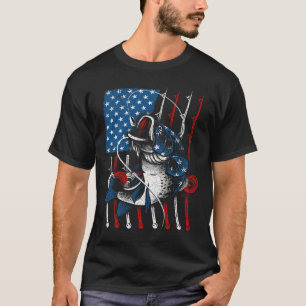 Cool Fishing für Männer Frauen Amerikanische Flagg T-Shirt