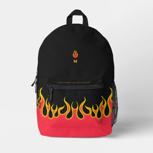 Cool Flame Initial Stylish Fire Burning Bedruckter Rucksack (Vorderseite)