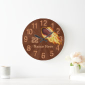 Cool Flaming-Fußballuhren mit NAME und NUMMER Große Wanduhr (Zuhause)