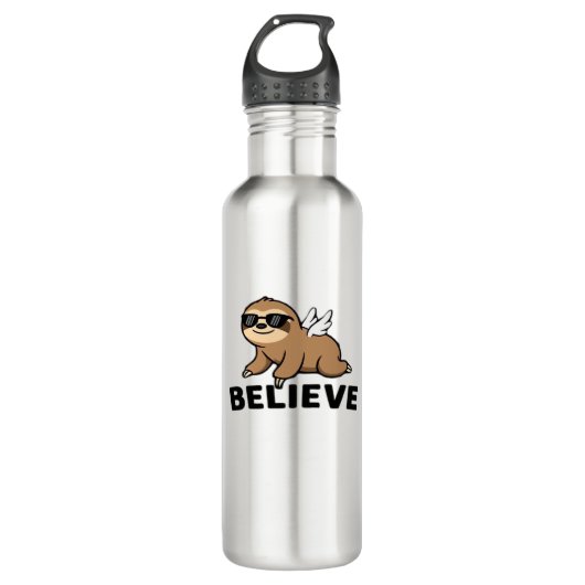 Cool Flying Sloth Believe Funny Motivational Desig Edelstahlflasche (Vorderseite)